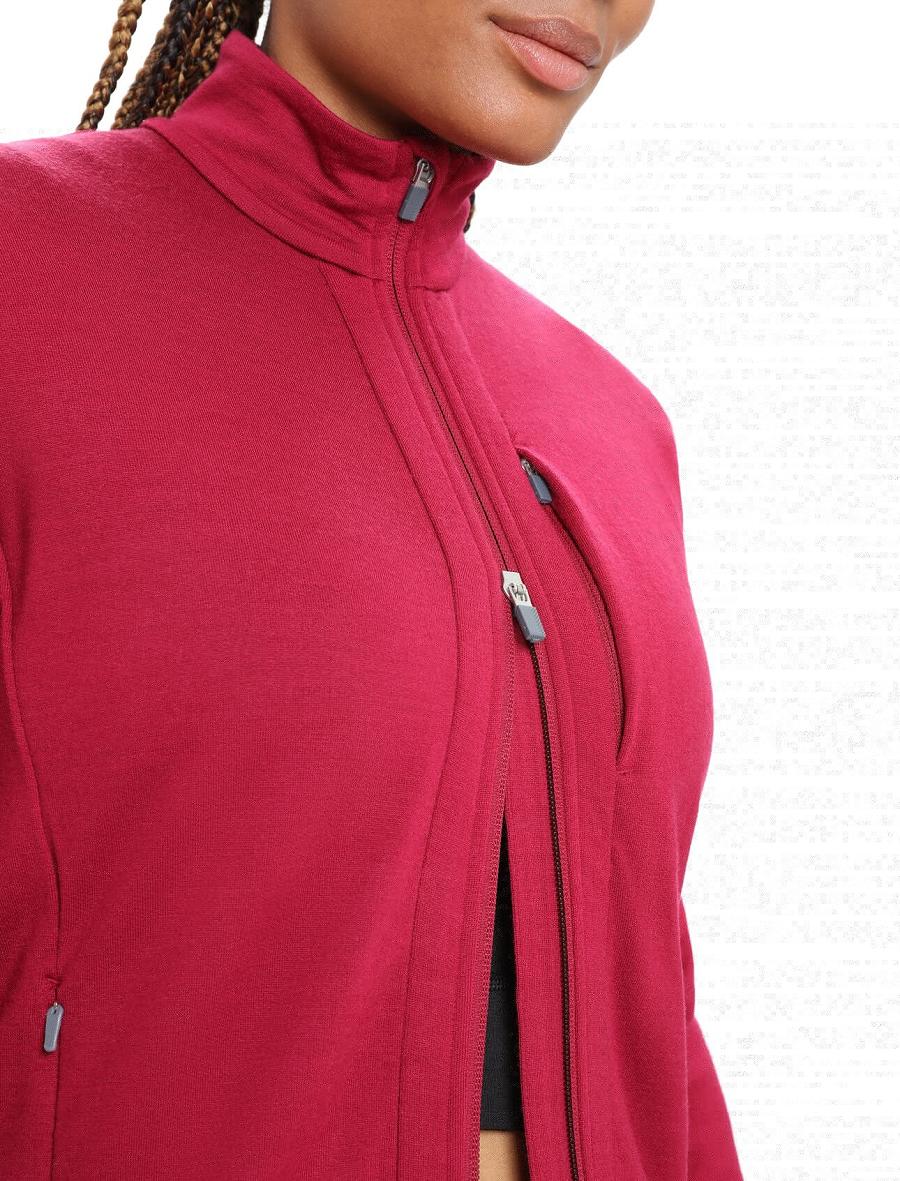 Sweat À Capuche Icebreaker Merino Quantum III Long Sleeve Zip Femme Rose | FR 1680MQZA